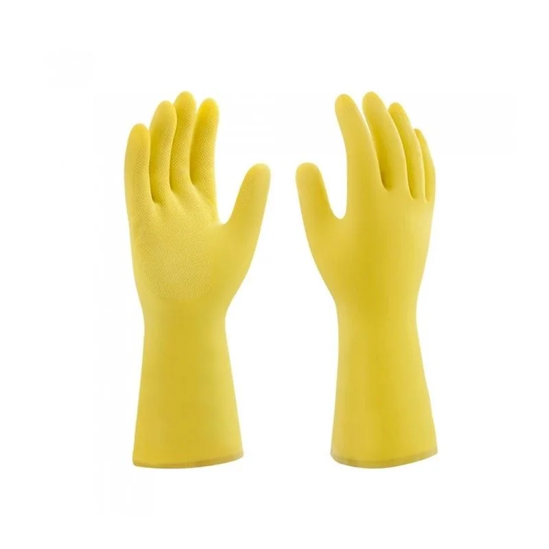 Par de luvas de látex amarelas